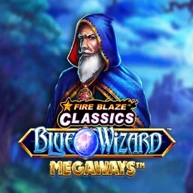 Official Slots logo: Fire Blaze Blue Wizard Megaways by Rarestone Gaming at Spinit Casino