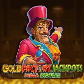Gold Factory Jackpots Mega Moolah online game logo by Aurum Signature Studios on spinsitt.com