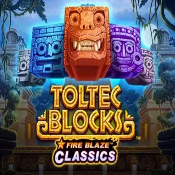Fire Blaze: Toltec Blocks slot logo by Rarestone Gaming at Spinit Casino